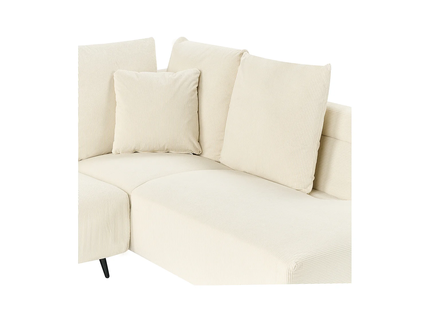 4-Sitzer Ecksofa Cordbezug beige mit schwarzen Metallbeinen Kissen modern Lunner