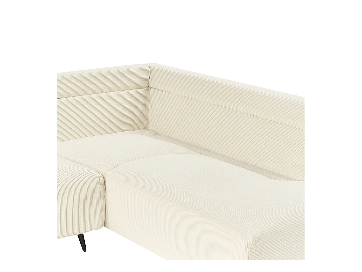 4-Sitzer Ecksofa Cordbezug beige mit schwarzen Metallbeinen Kissen modern Lunner
