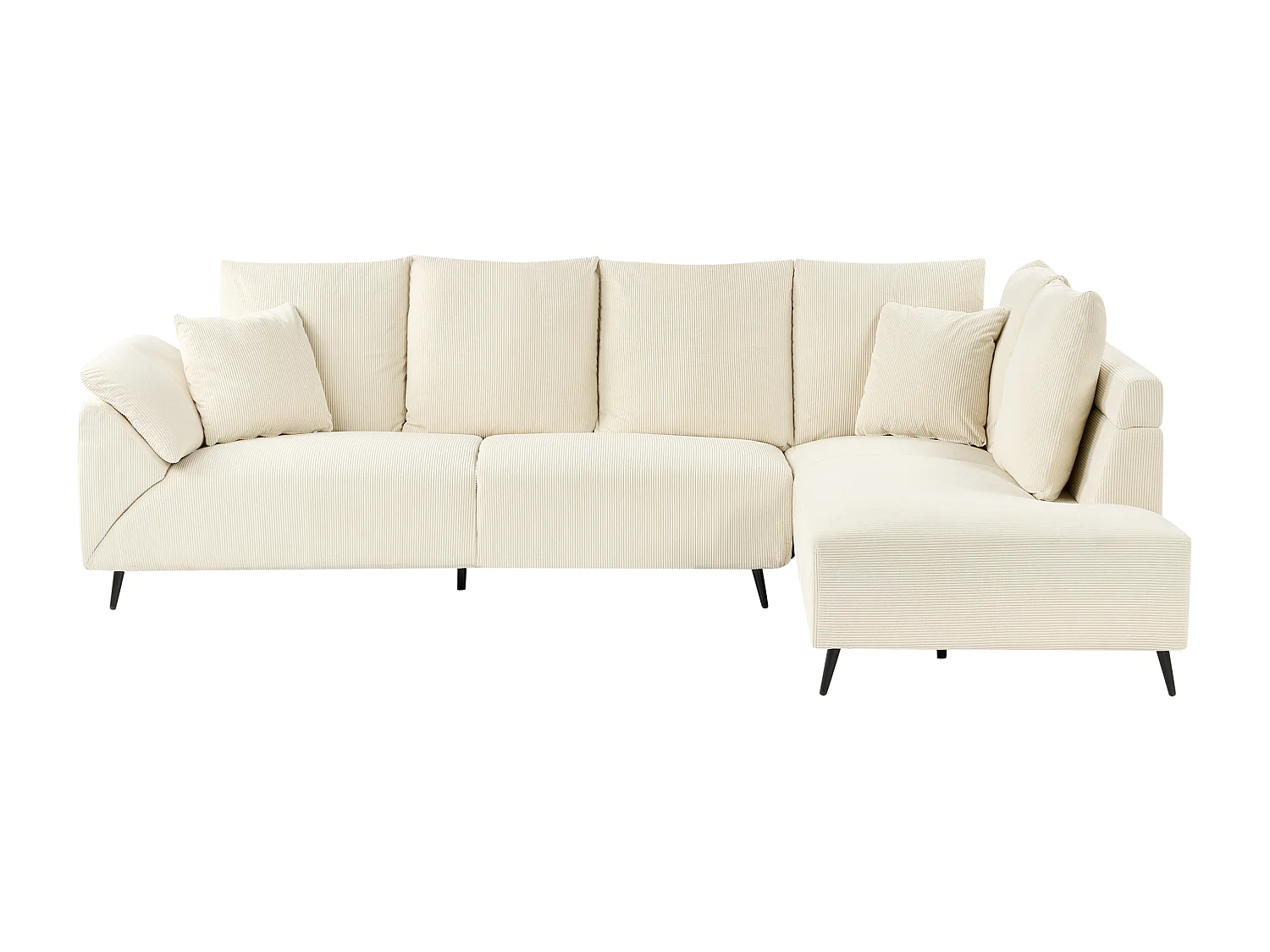 Canapé d'Angle à droite Moderne en Velours Côtelé Pieds en Métal Beige Clair Lunner