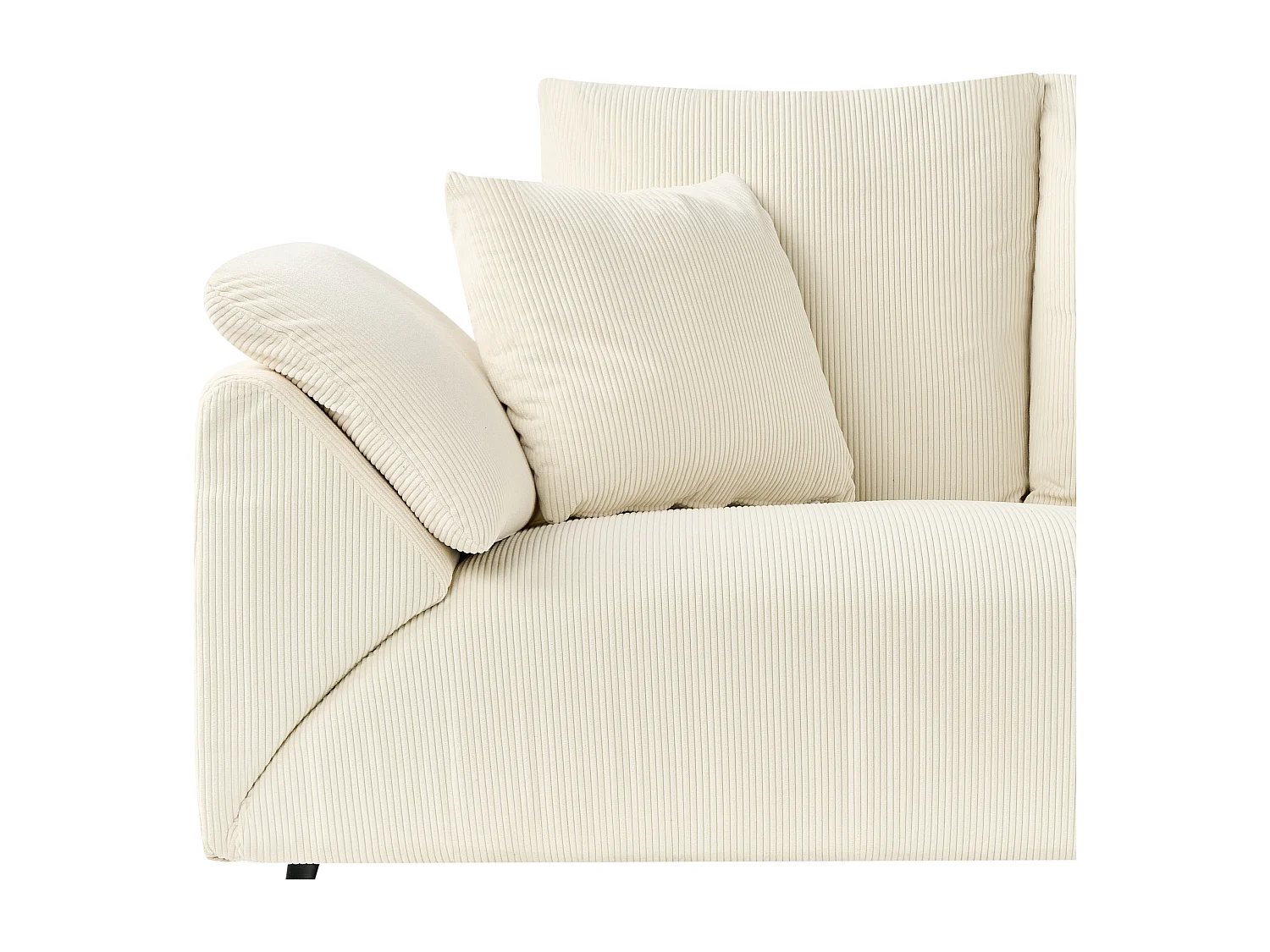 Canapé d'Angle à droite Moderne en Velours Côtelé Pieds en Métal Beige Clair Lunner