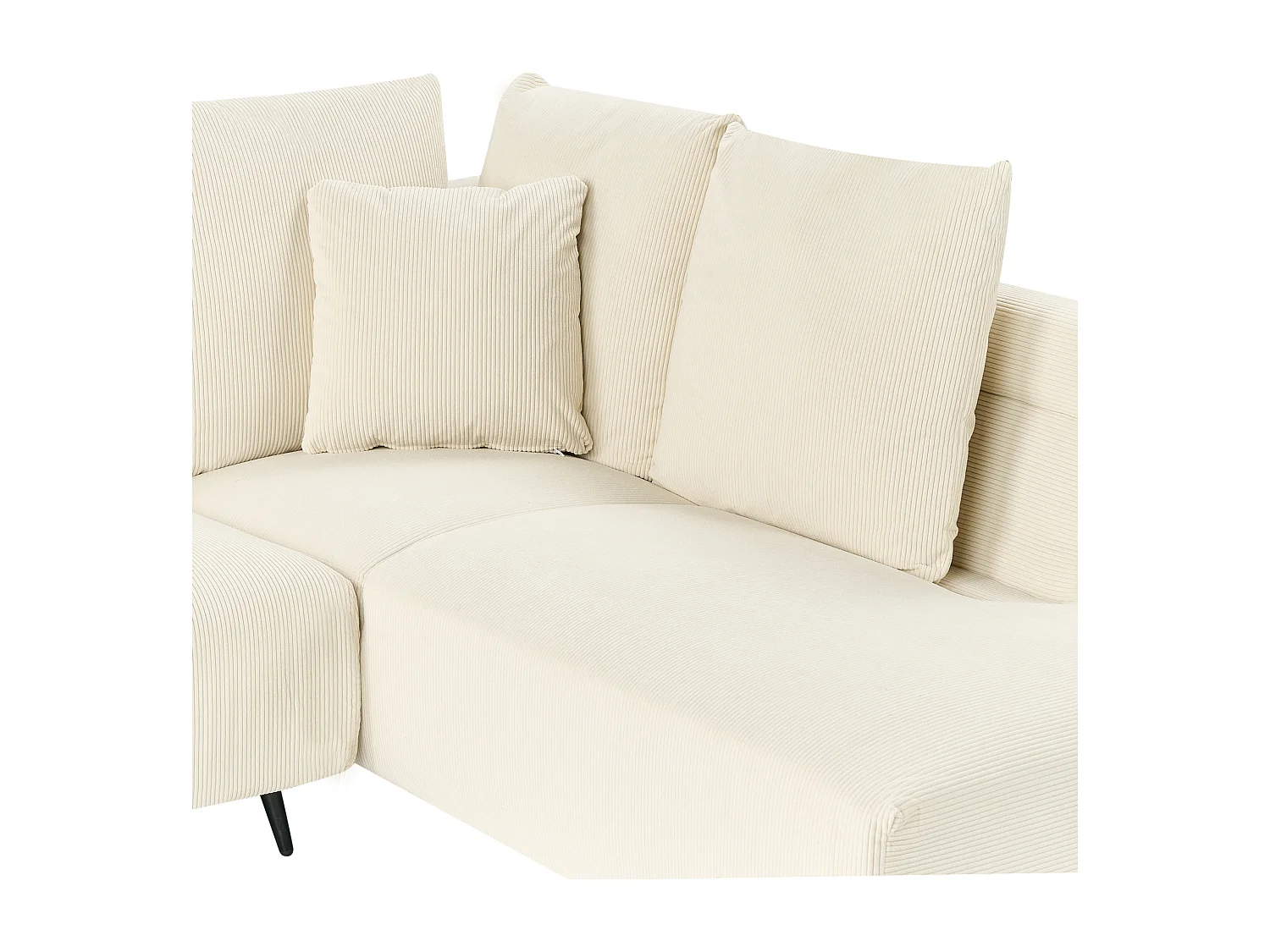 Canapé d'Angle à droite Moderne en Velours Côtelé Pieds en Métal Beige Clair Lunner