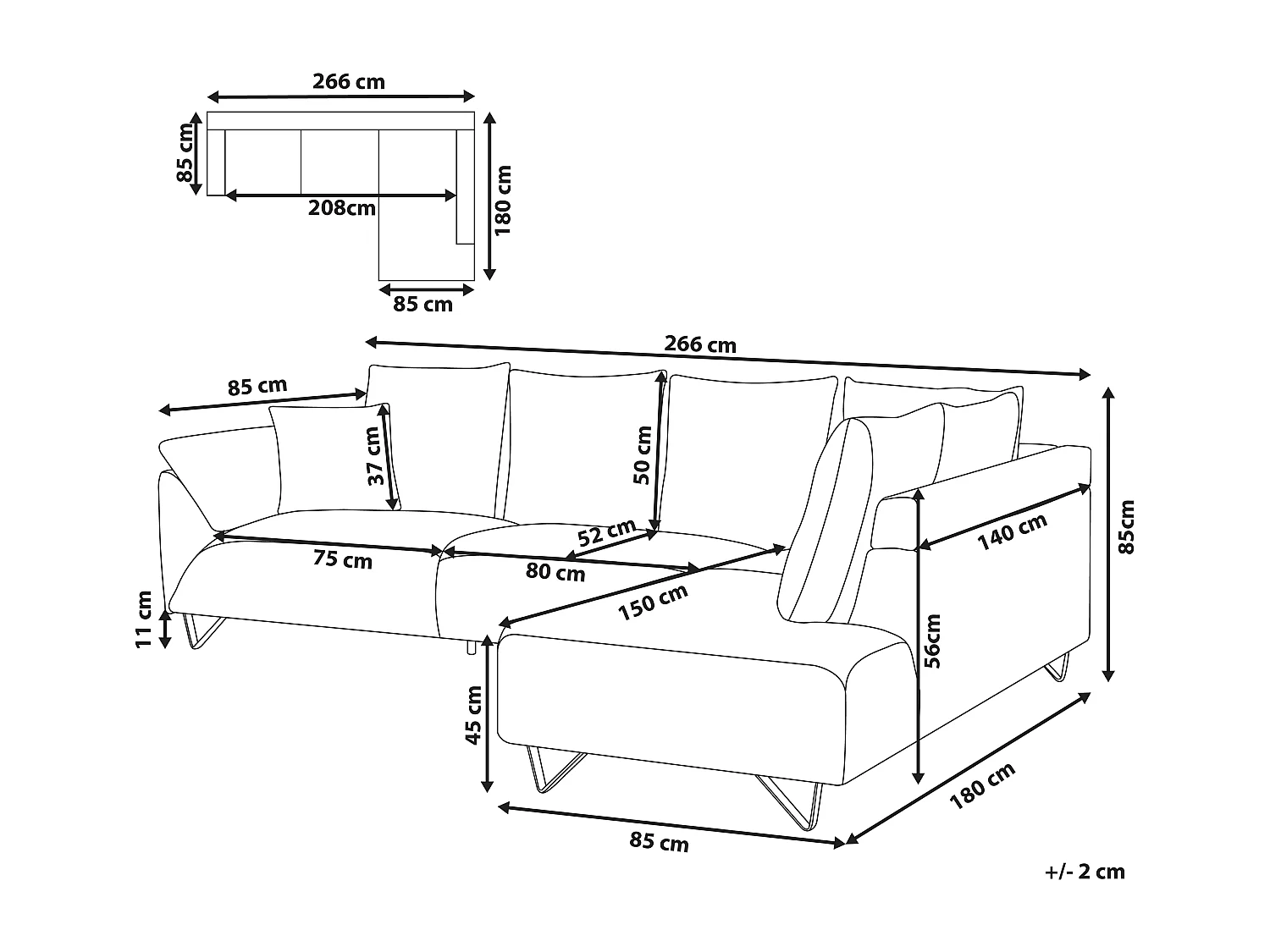 Canapé d'Angle à Gauche Moderne en Velours Côtelé Pieds en Métal Beige Clair Lunner