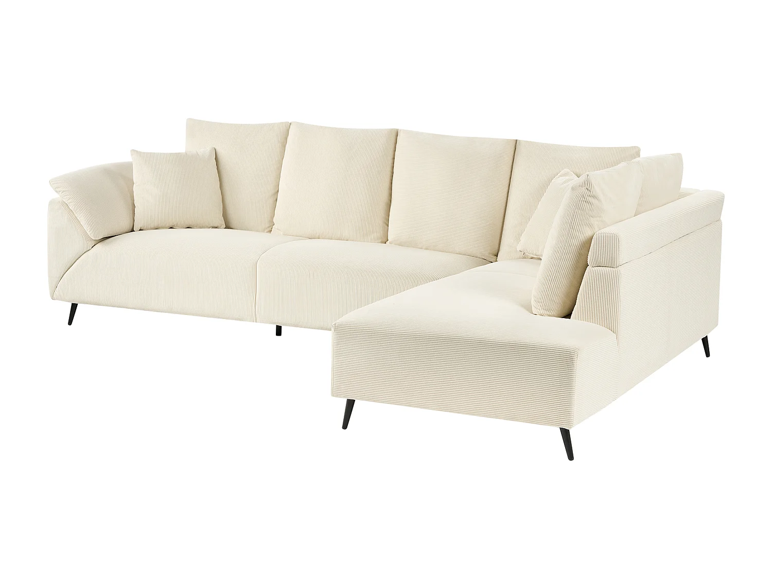 Canapé d'Angle à Gauche Moderne en Velours Côtelé Pieds en Métal Beige Clair Lunner