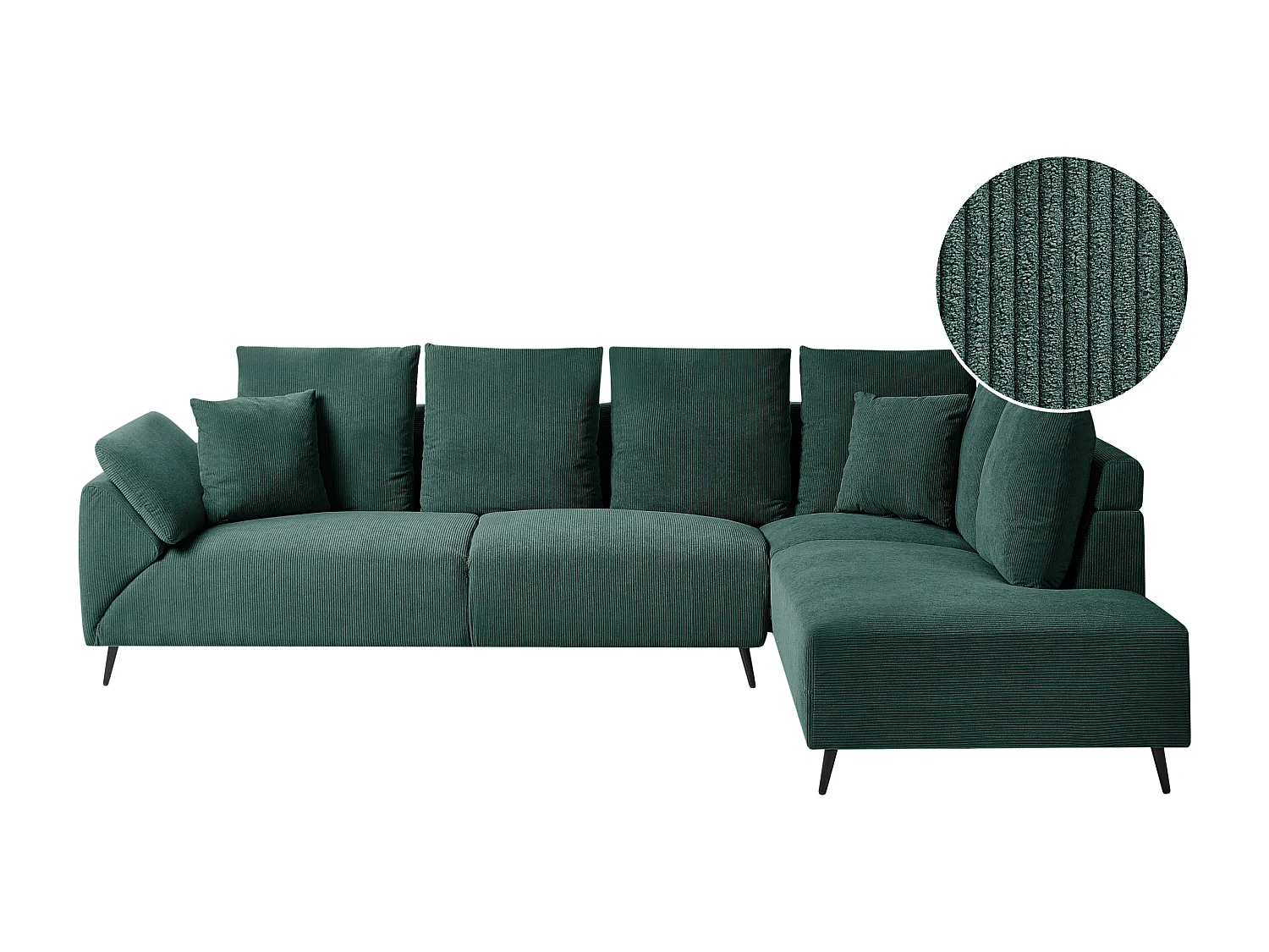 Ecksofa LUNNER Cord Dunkelgrün 4-Sitzer linksseitig