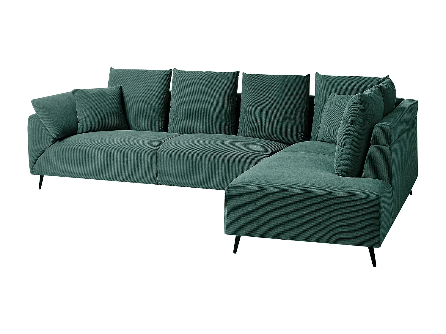Canapé d'Angle à droite Moderne en Velours Côtelé Pieds en Métal Vert Lunner