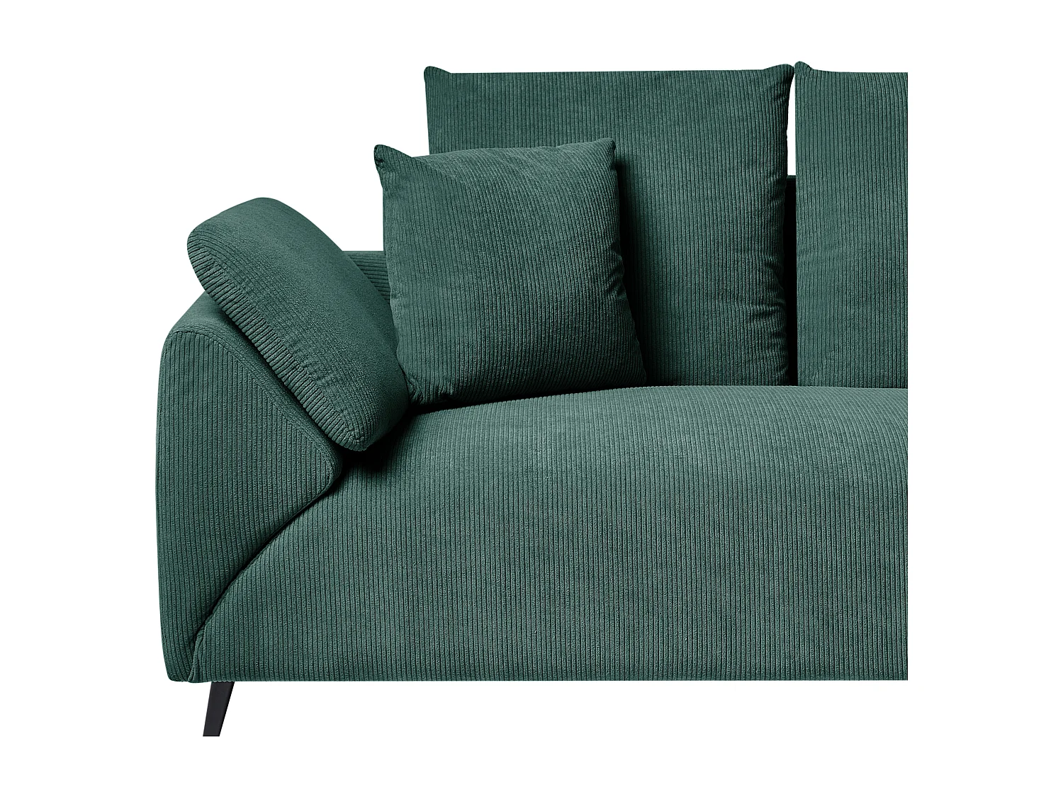 Canapé d'Angle à droite Moderne en Velours Côtelé Pieds en Métal Vert Lunner