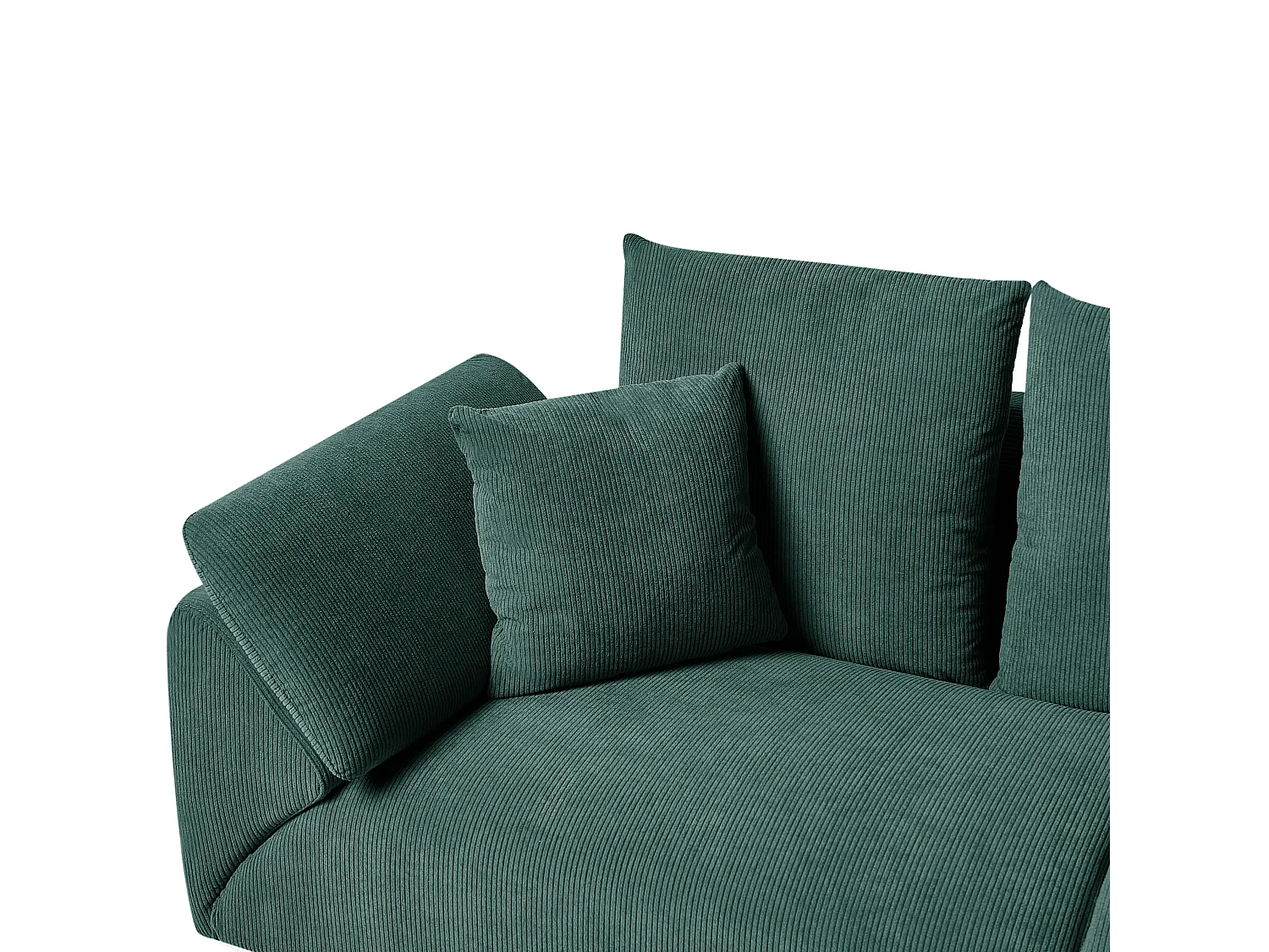 Canapé d'Angle à droite Moderne en Velours Côtelé Pieds en Métal Vert Lunner