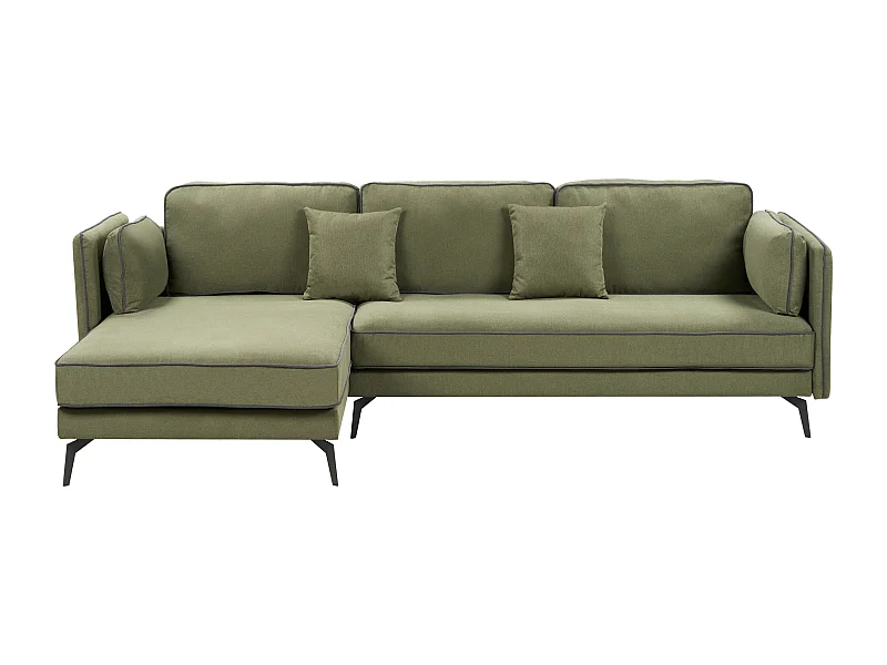 Canapé d'Angle à gauche Moderne en Tissu Polyester Rembourré avec Coussins Vert Altan