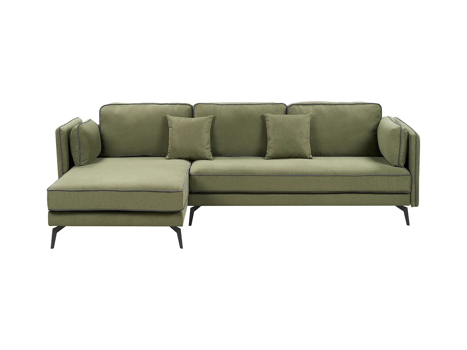 Sofá de canto ALTAN Tecido Verde 3 lugares à direita