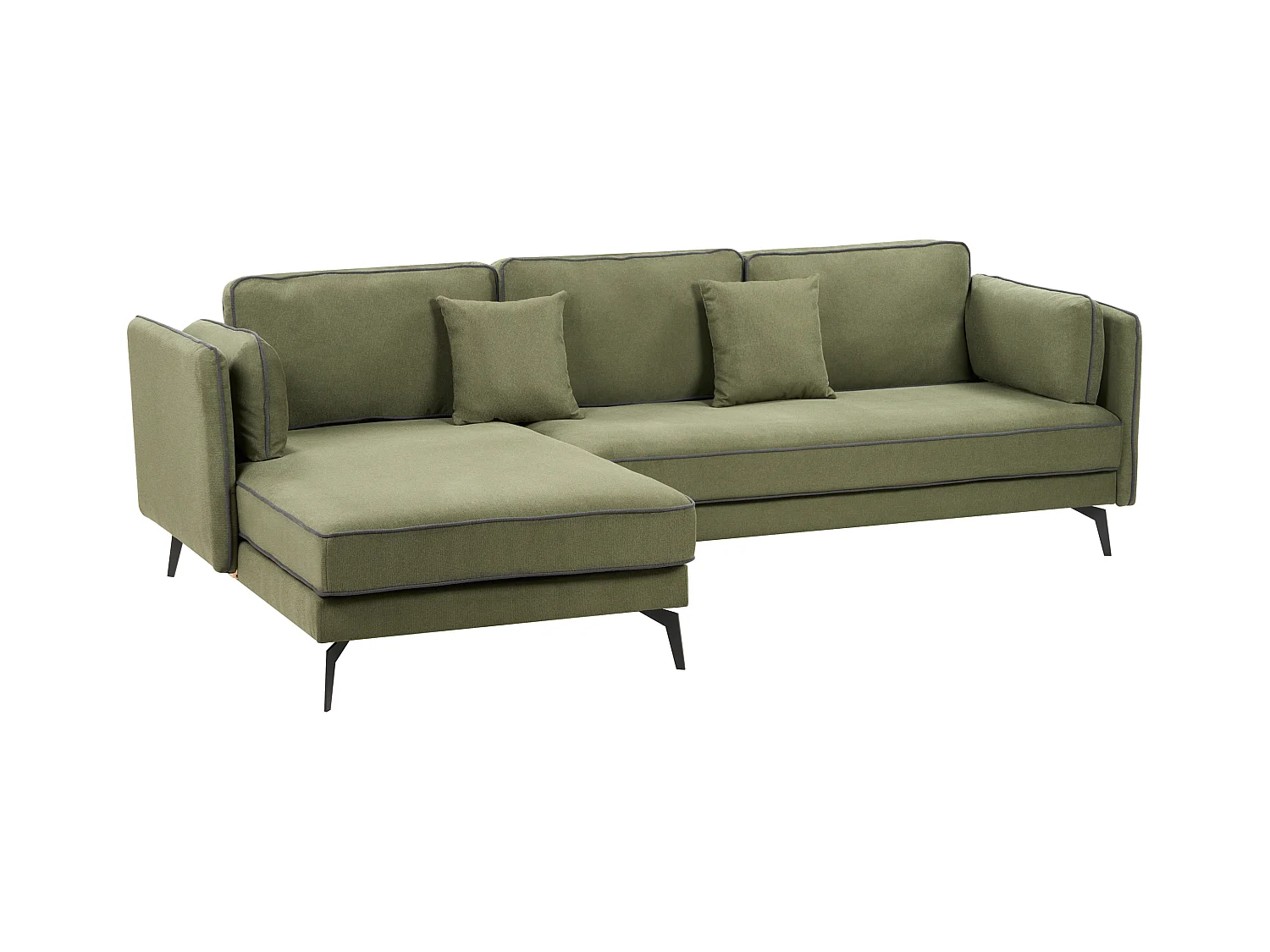 Sofá de canto ALTAN Tecido Verde 3 lugares à direita