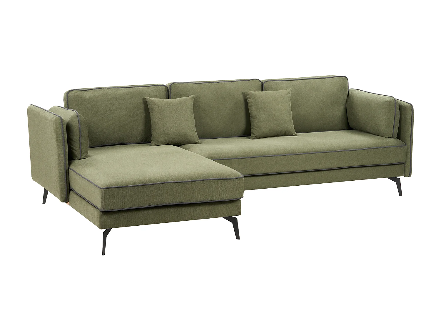 Canapé d'Angle à gauche Moderne en Tissu Polyester Rembourré avec Coussins Vert Altan