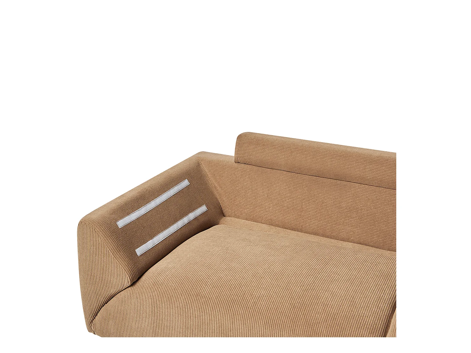 4-Sitzer Ecksofa Cordbezug braun mit schwarzen Metallbeinen Kissen modern Lunner