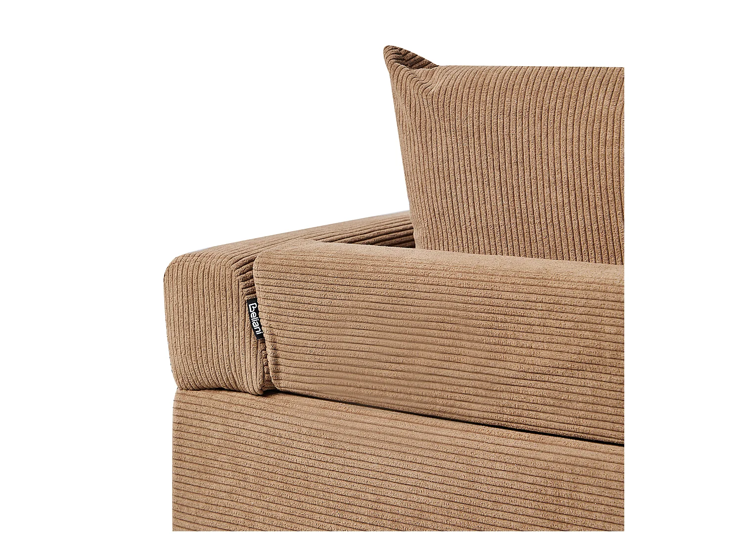 4-Sitzer Ecksofa Cordbezug braun mit schwarzen Metallbeinen Kissen modern Lunner