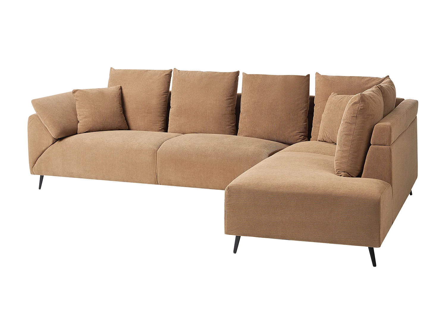 Canapé d'Angle à droite Moderne en Velours Côtelé Pieds en Métal Marron Lunner