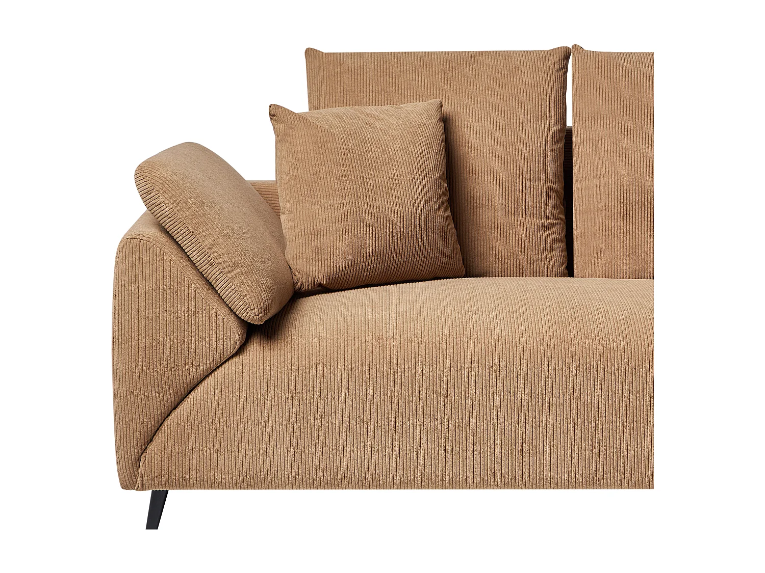 Canapé d'Angle à droite Moderne en Velours Côtelé Pieds en Métal Marron Lunner