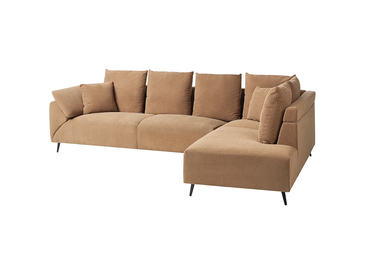 Ecksofa LUNNER Cord Braun 4-Sitzer linksseitig
