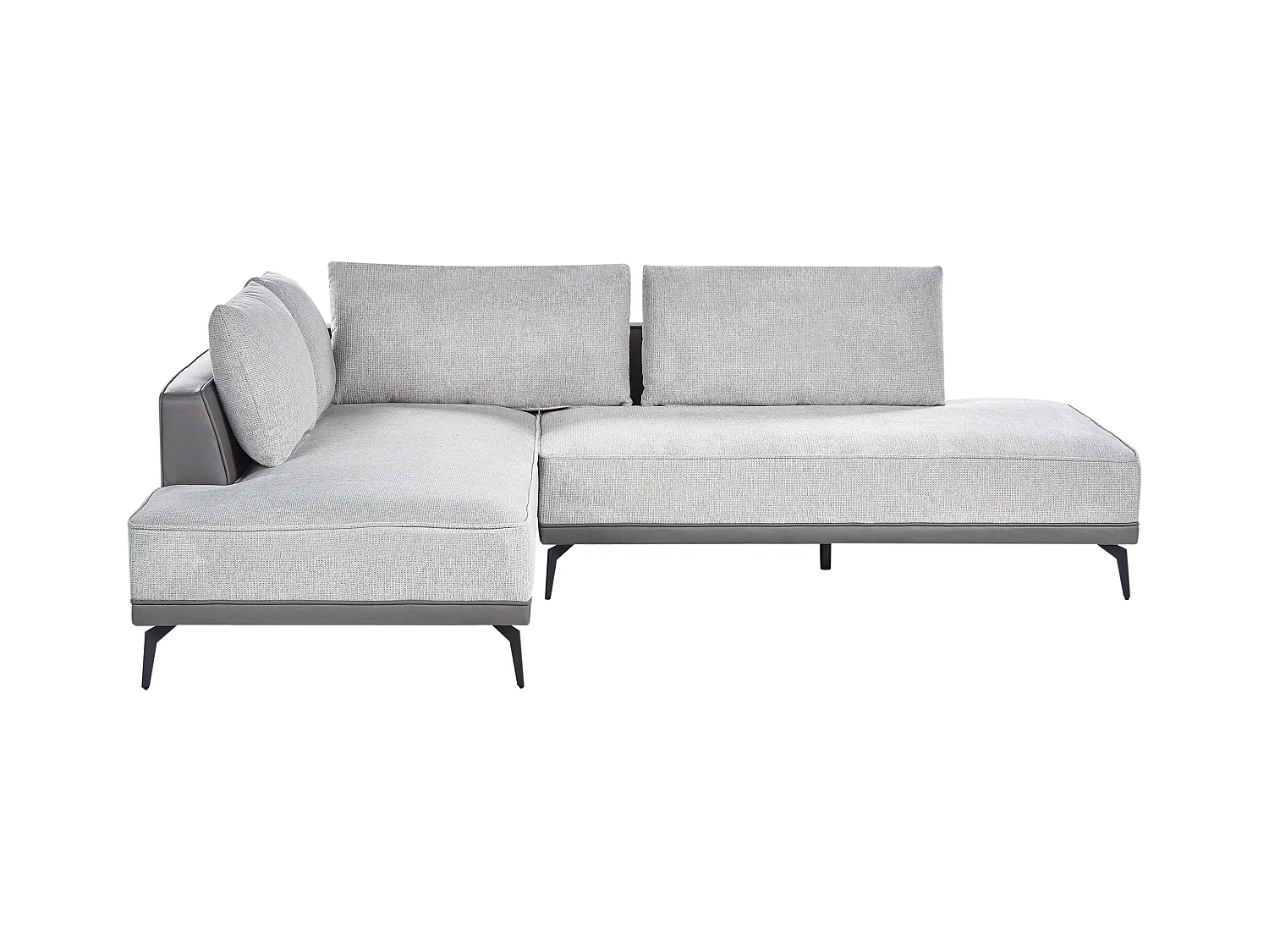 Canapé d'Angle à gauche avec Coussins en Tissu Polyester et Similicuir Gris et Noir Myken