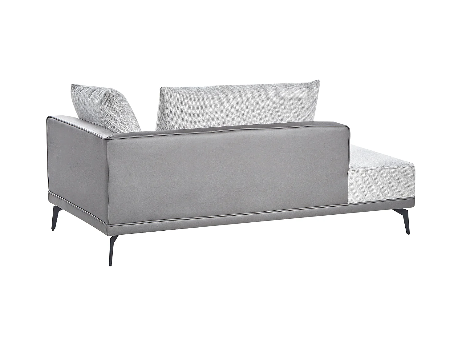 Canapé d'Angle à gauche avec Coussins en Tissu Polyester et Similicuir Gris et Noir Myken