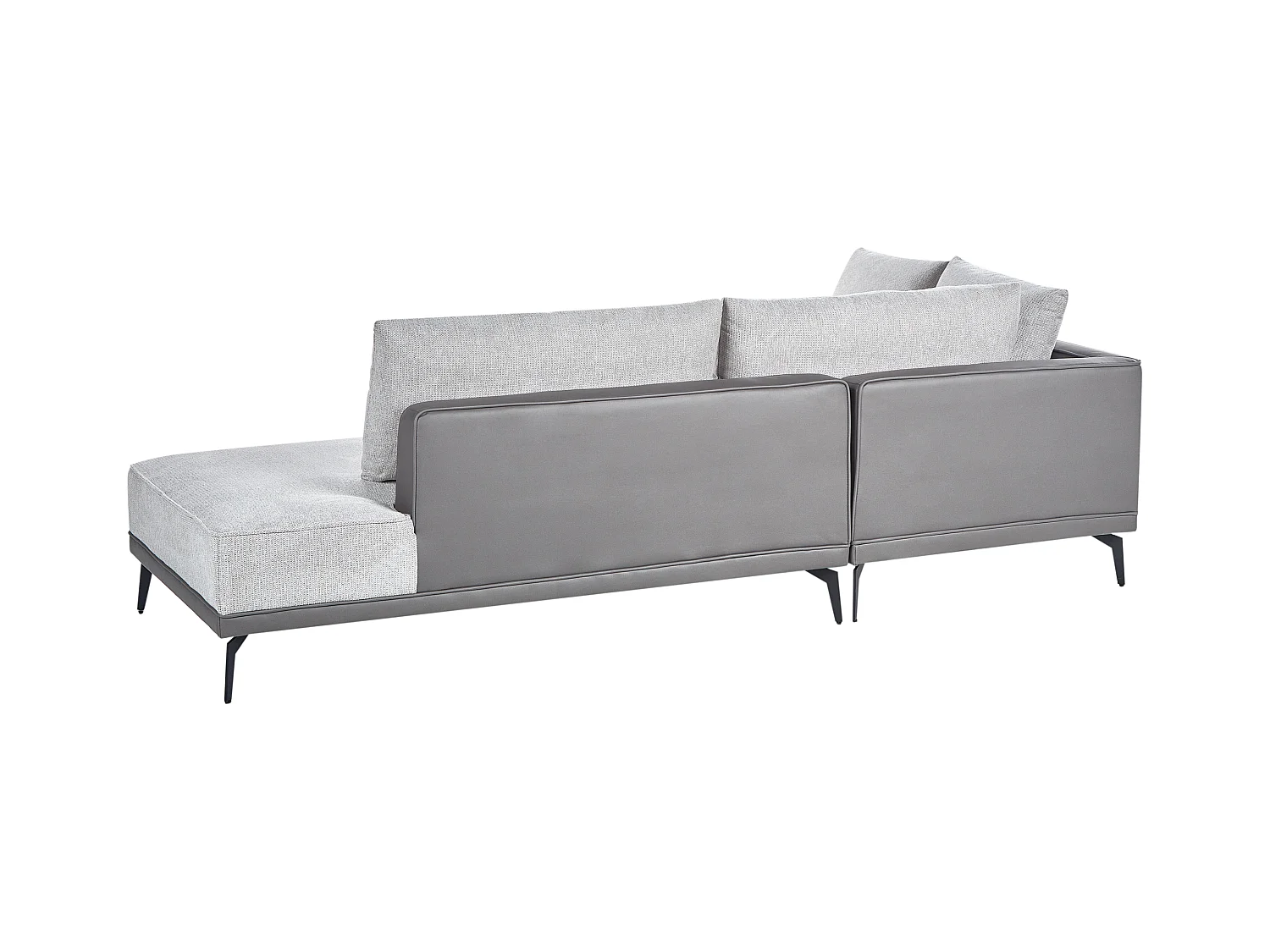 Canapé d'Angle à gauche avec Coussins en Tissu Polyester et Similicuir Gris et Noir Myken