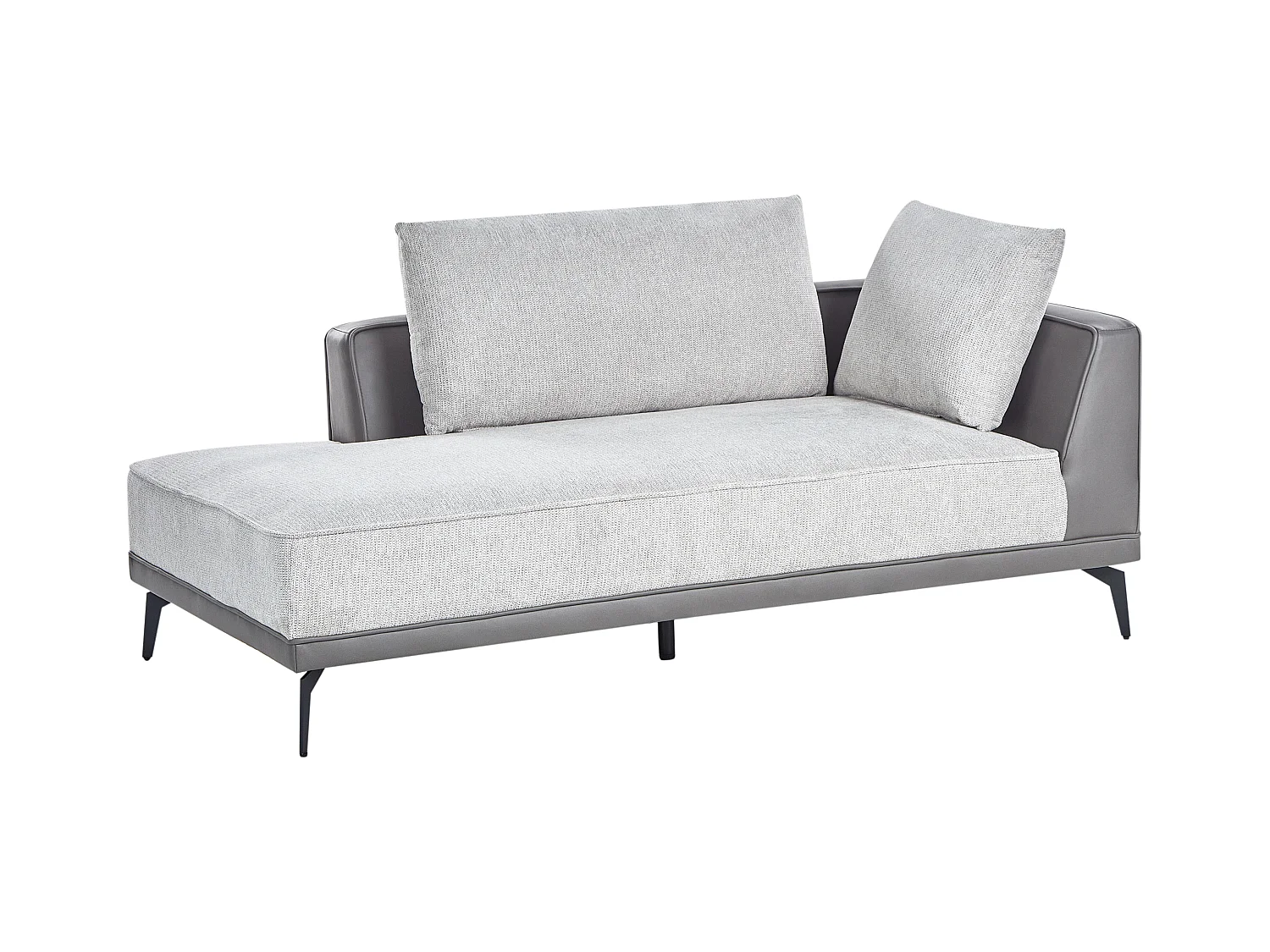 Canapé d'Angle à gauche avec Coussins en Tissu Polyester et Similicuir Gris et Noir Myken