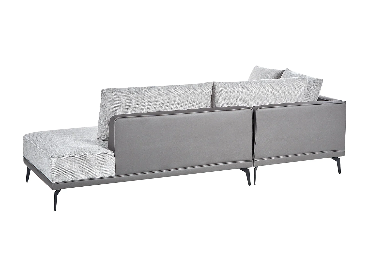 Canapé d'Angle à gauche avec Coussins en Tissu Polyester et Similicuir Gris et Noir Myken