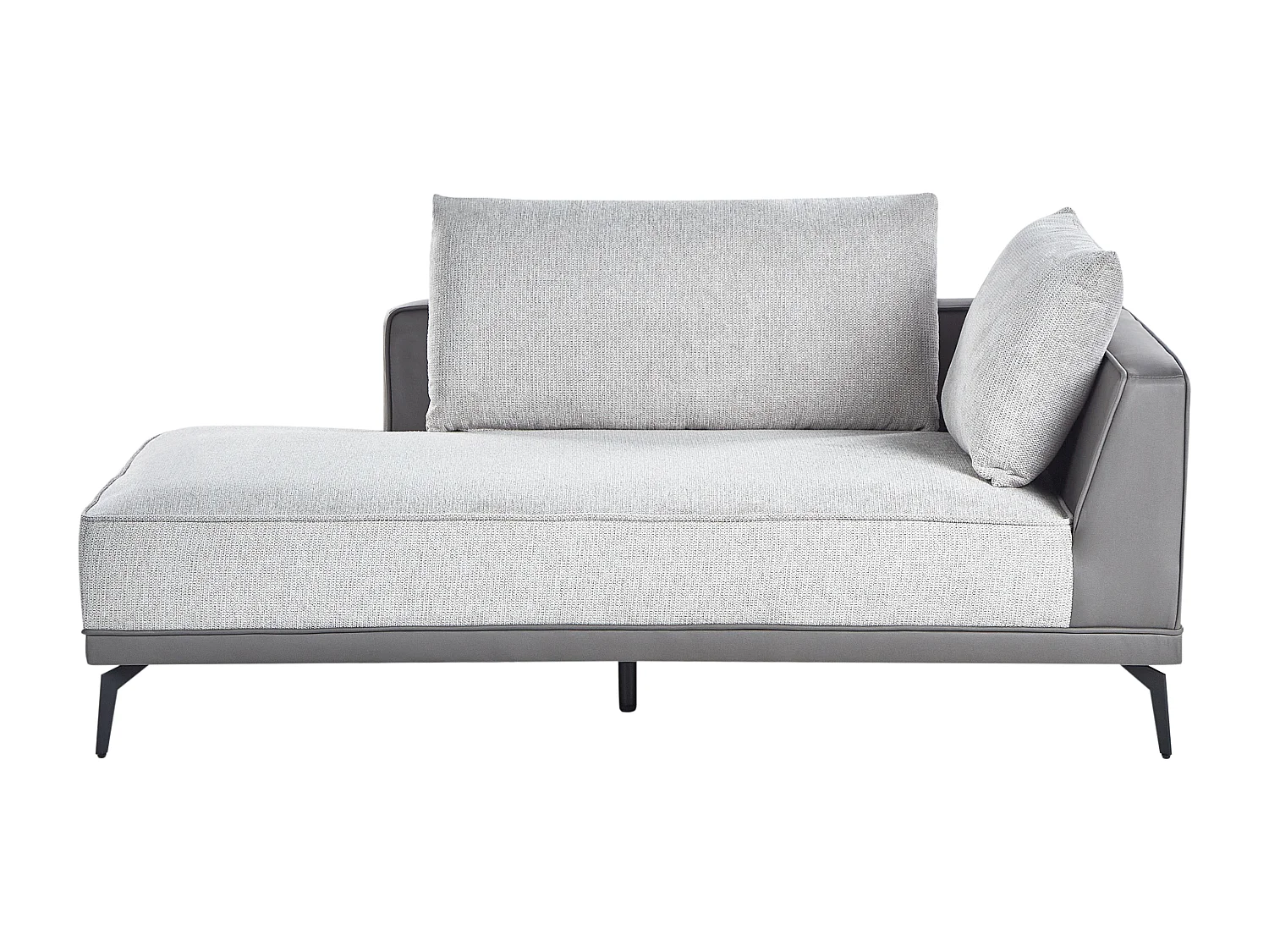 Canapé d'Angle à gauche avec Coussins en Tissu Polyester et Similicuir Gris et Noir Myken