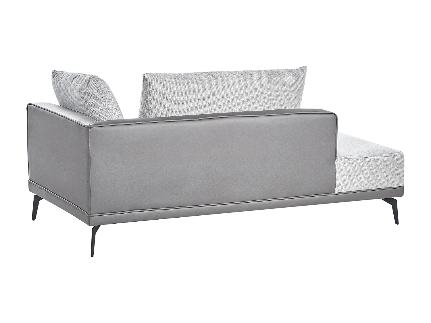 Canapé d'Angle à gauche avec Coussins en Tissu Polyester et Similicuir Gris et Noir Myken