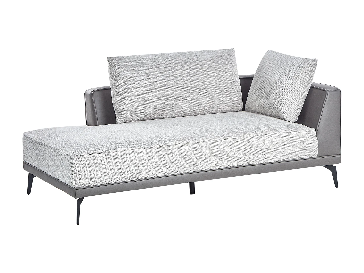 Canapé d'Angle à Droite avec Coussins en Tissu Polyester et Similicuir Gris et Noir Myken