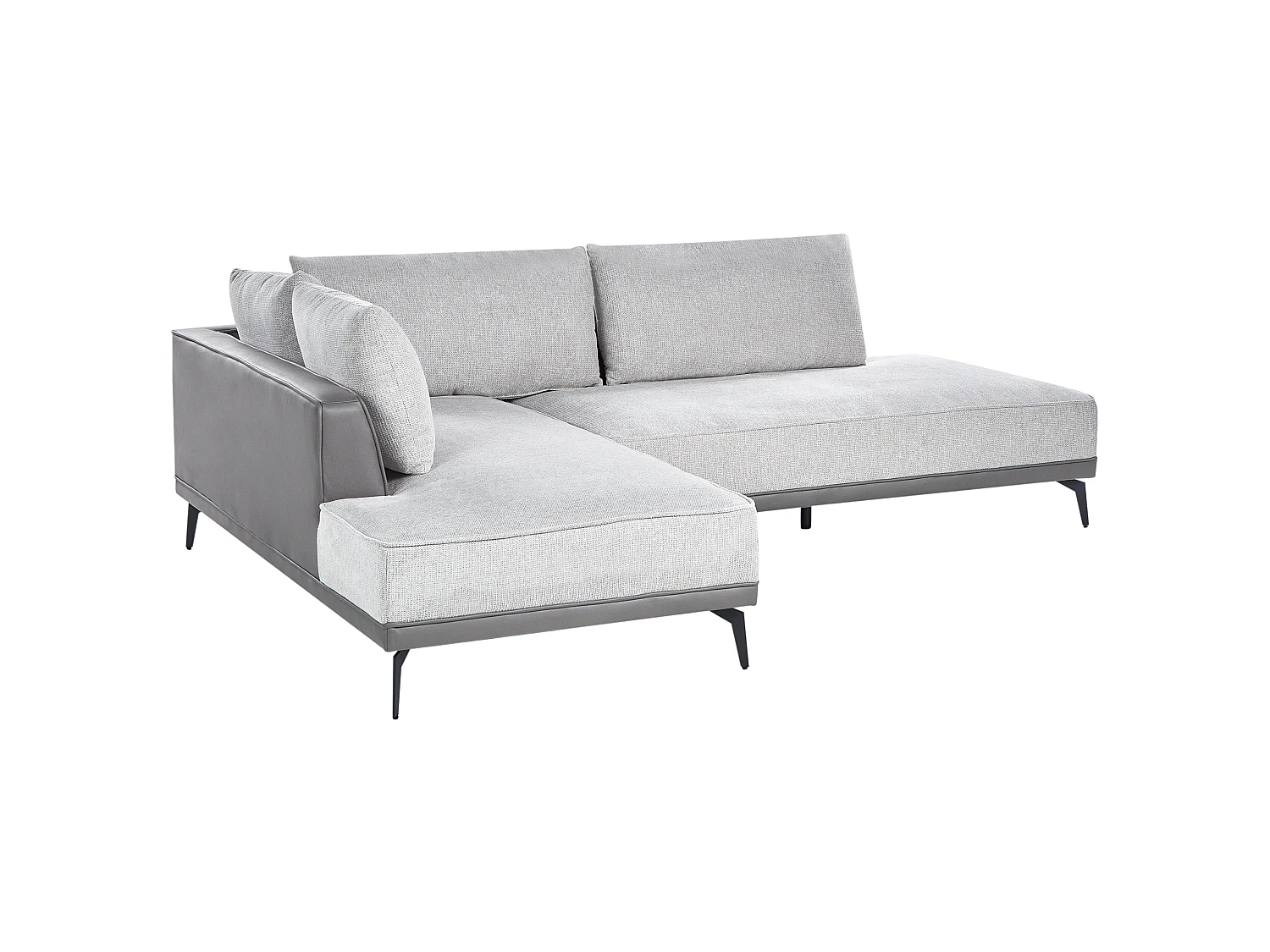 Canapé d'angle droit 3 places en tissu gris