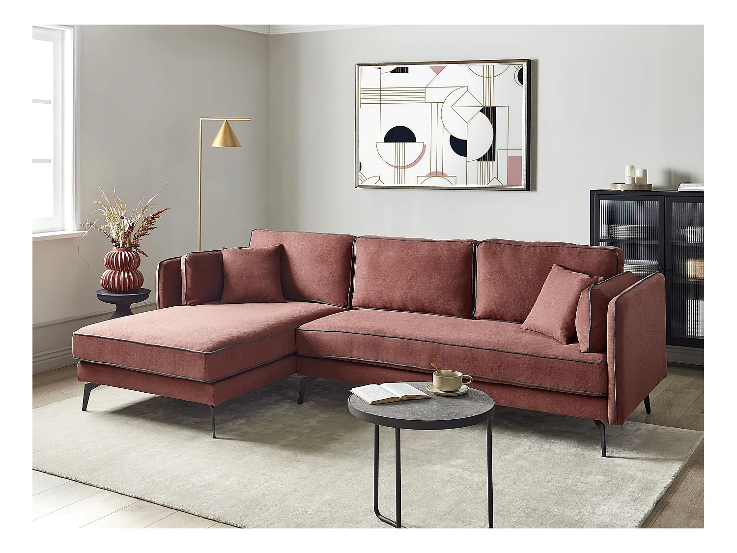 Divano angolare ALTAN Tessuto Bordeaux 3 posti Lato destro