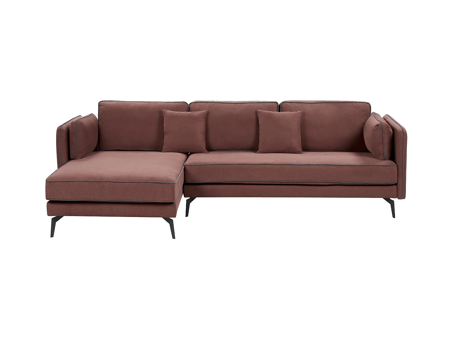 Canapé d'Angle à gauche Moderne en Tissu Polyester Rembourré avec Coussins Bordeaux Altan