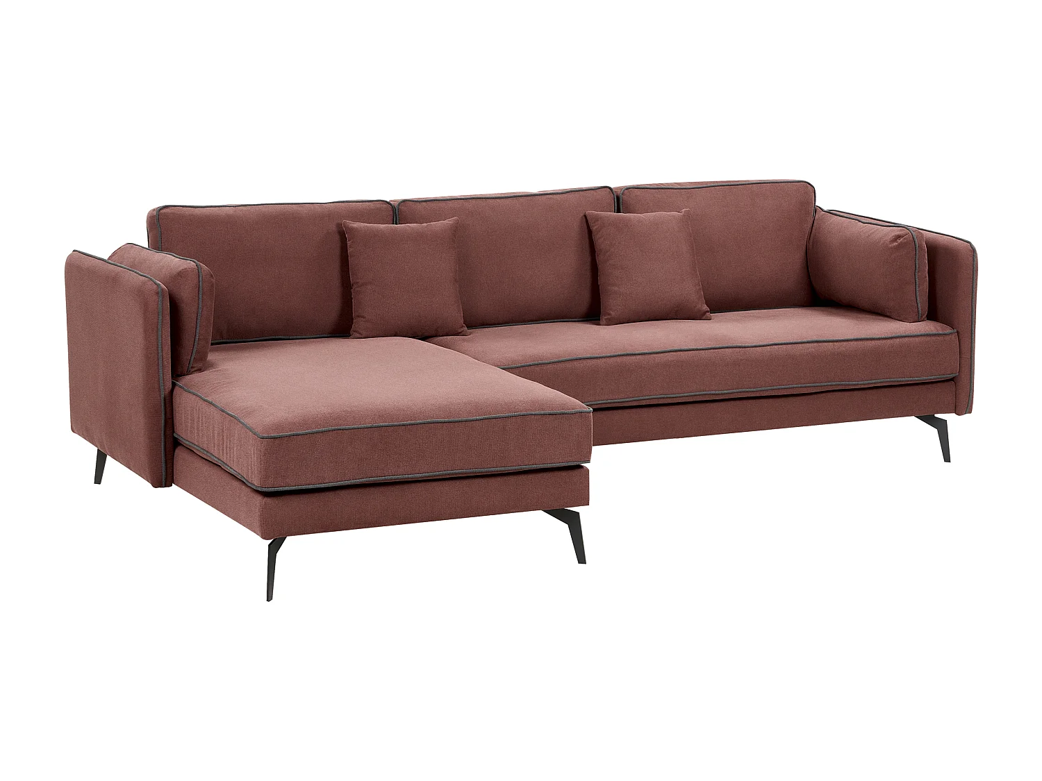 Canapé d'Angle à gauche Moderne en Tissu Polyester Rembourré avec Coussins Bordeaux Altan