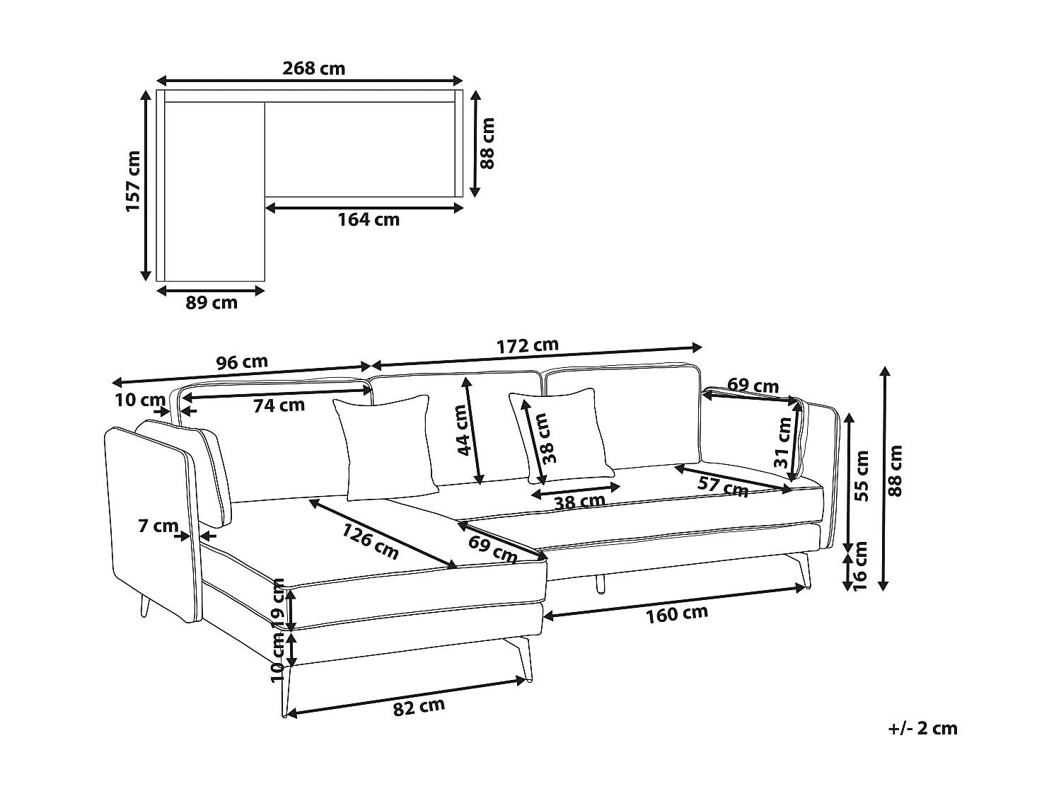 Ecksofa ALTAN Stoff Burgunderrot 3-Sitzer rechtsseitig