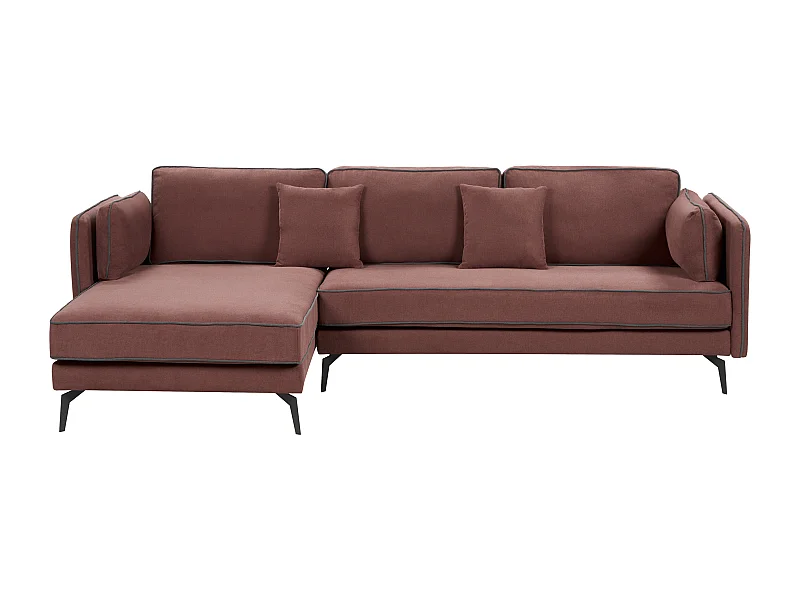 Canapé d'Angle à gauche Moderne en Tissu Polyester Rembourré avec Coussins Bordeaux Altan