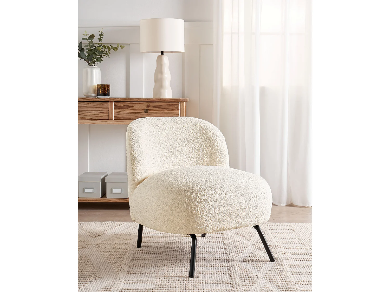 Fauteuil KUMLA Bouclé Blanc cassé