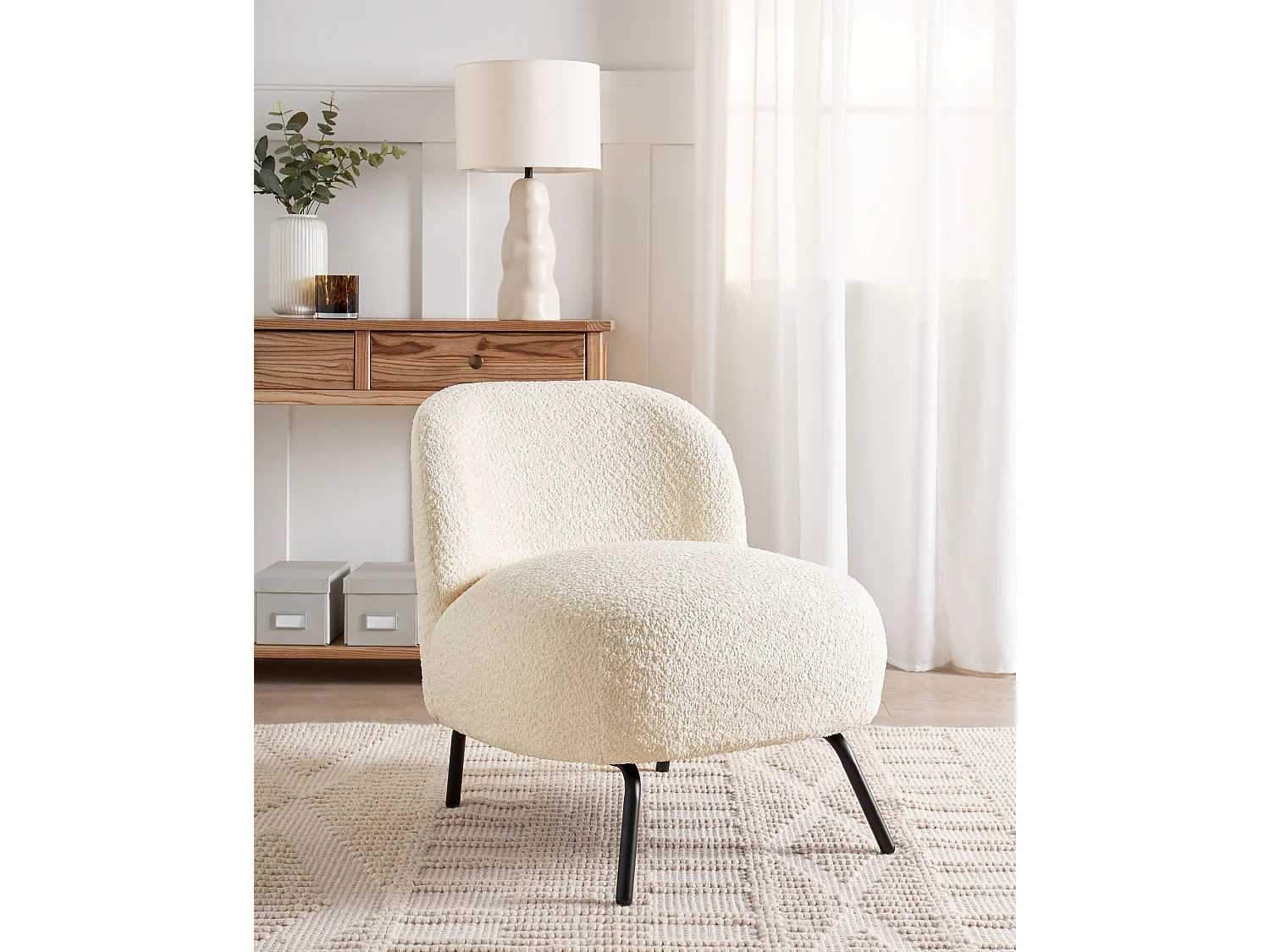 Fauteuil KUMLA Bouclé Blanc cassé