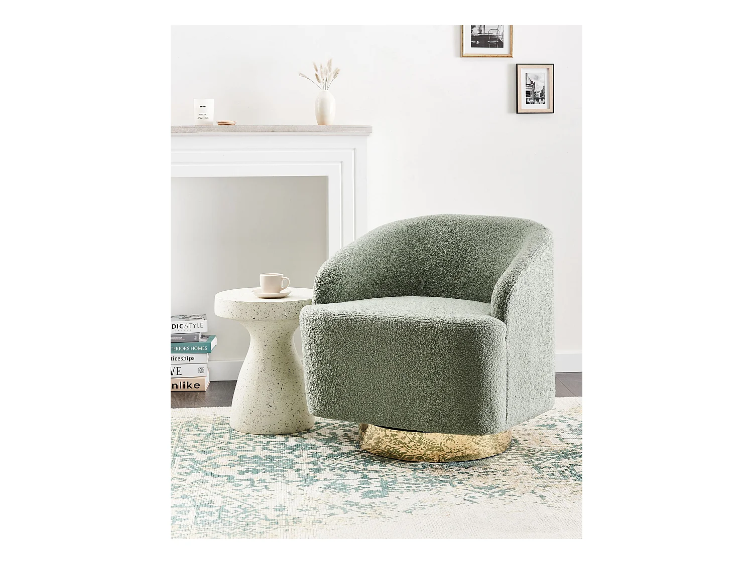 Fauteuil LAVIK Bouclé Vert clair