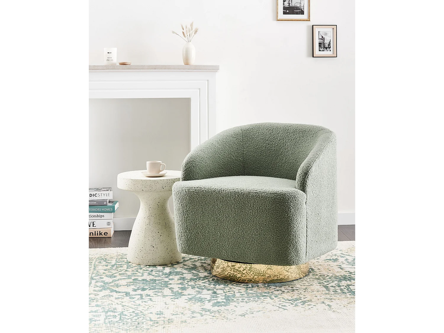 Fauteuil LAVIK Bouclé Vert clair