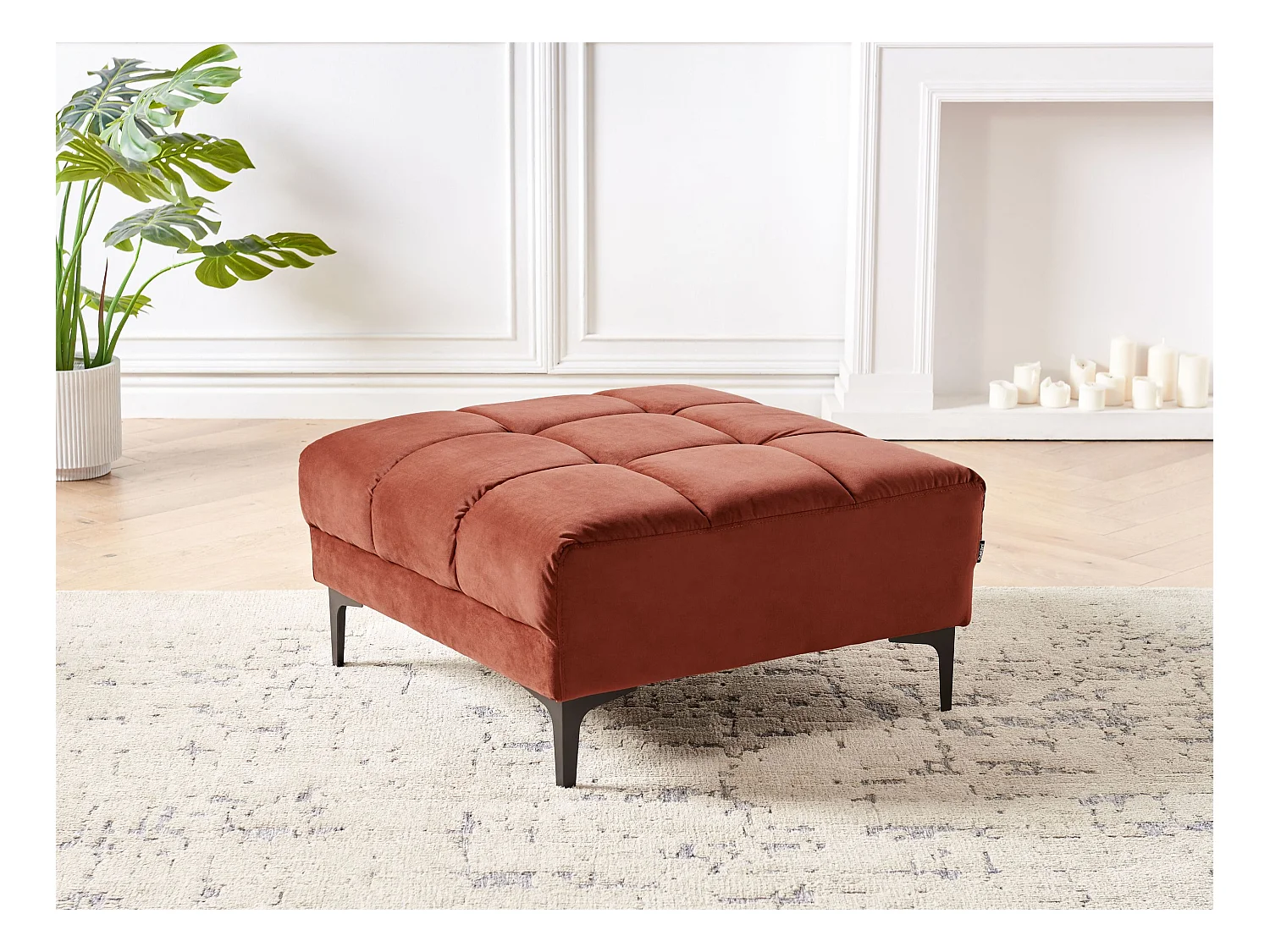 Ottomaan ALNES Fluweel Lichtrood