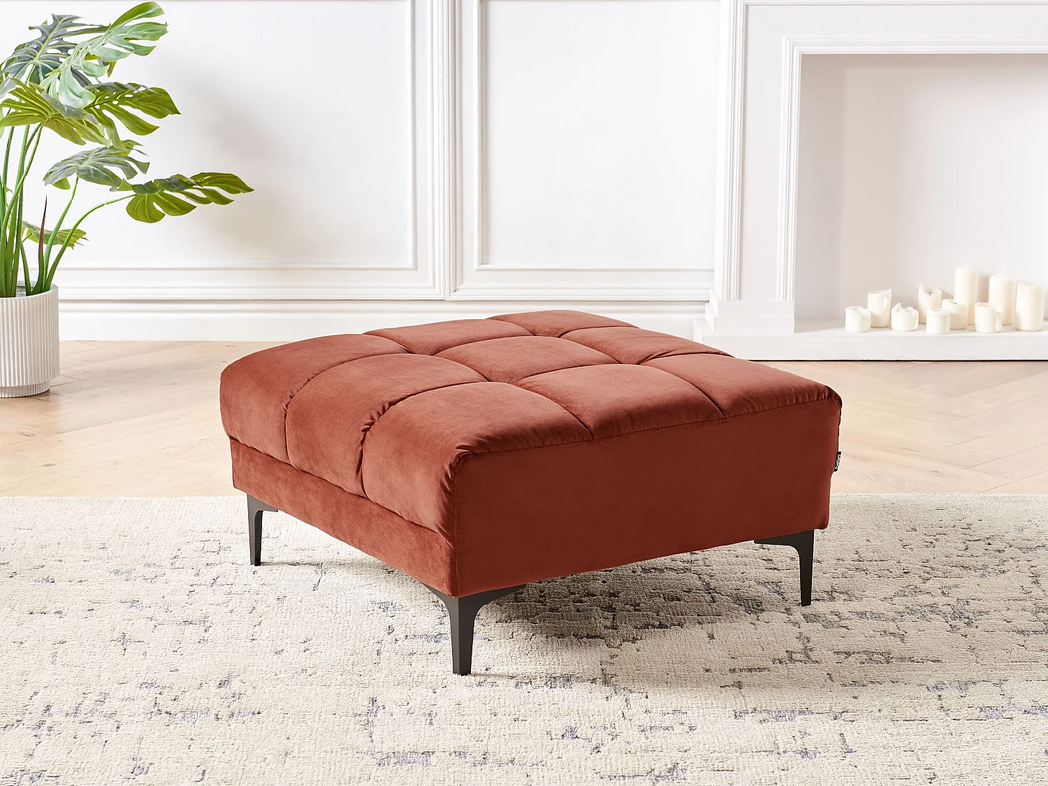 Ottoman ALNES Velours Rouge clair