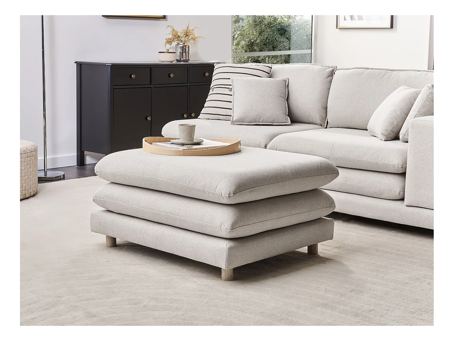 Ottoman HEDEN Tissu Beige