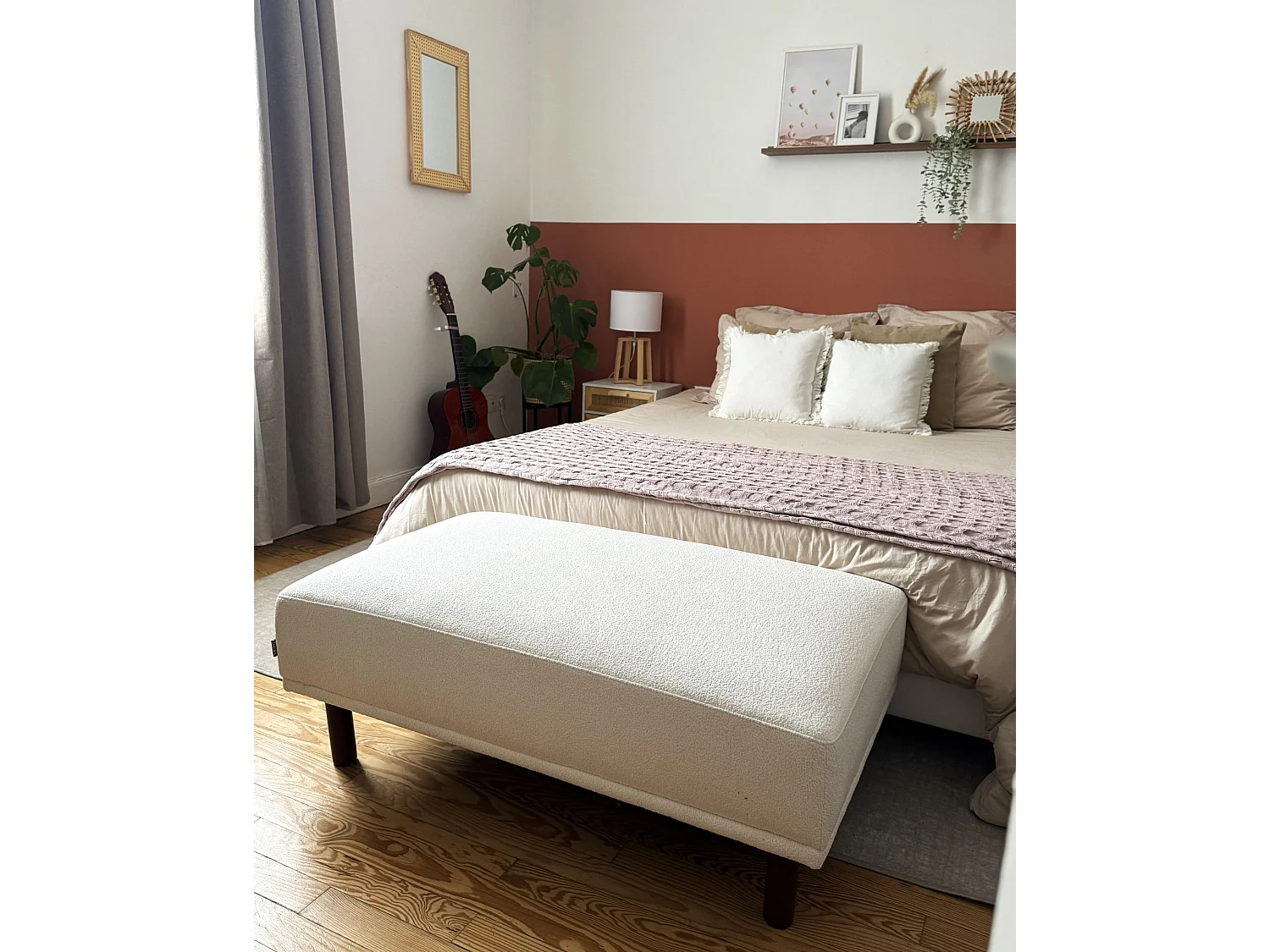 Ottoman HOLT Bouclé Blanc