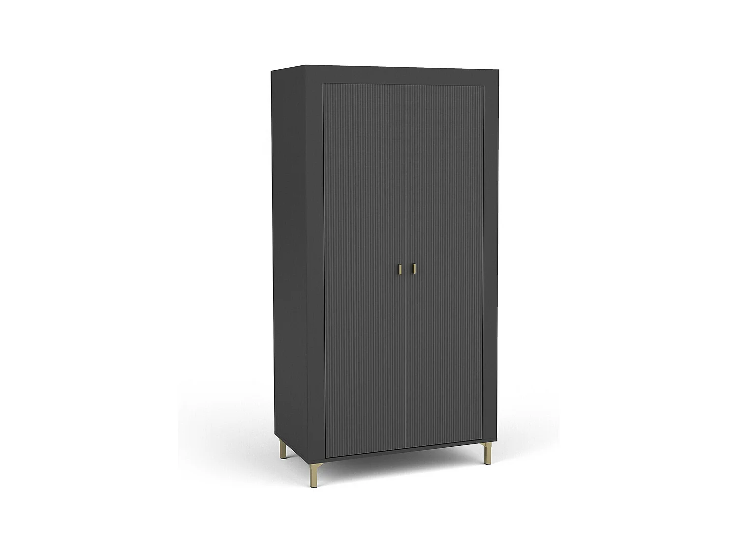 Armoire Mormavu 100, Noir mat|Chêne, 194x97x56cm, Portes d'armoire: Avec des charnières