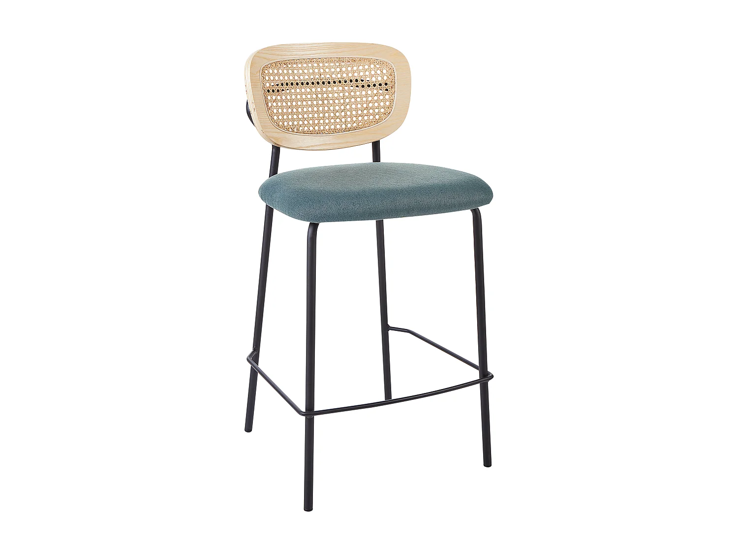 Lot de 2 chaises de bar MAYETTA Rotin Bleu paon