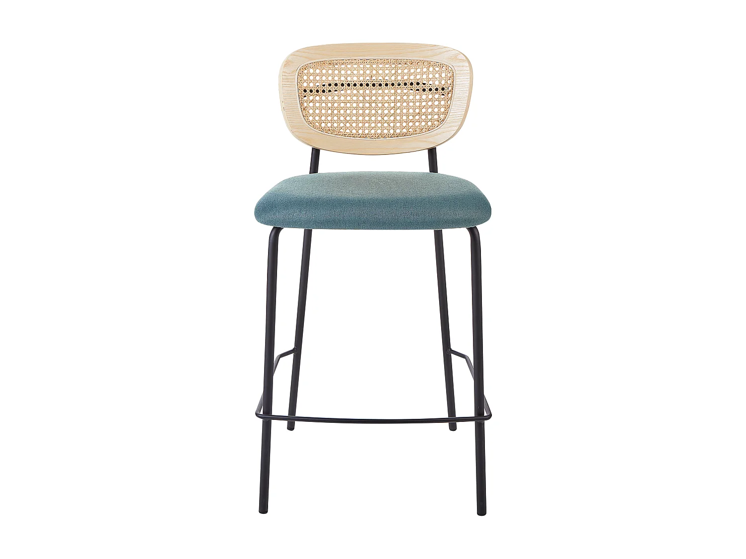 Lot de 2 chaises de bar MAYETTA Rotin Bleu paon