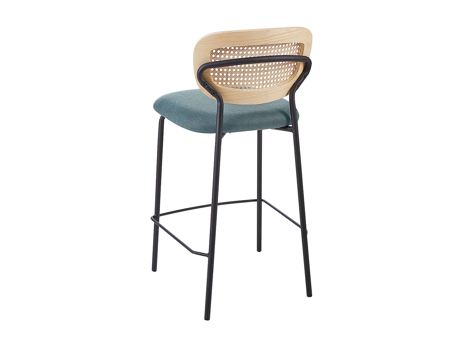 Lot de 2 chaises de bar MAYETTA Rotin Bleu paon