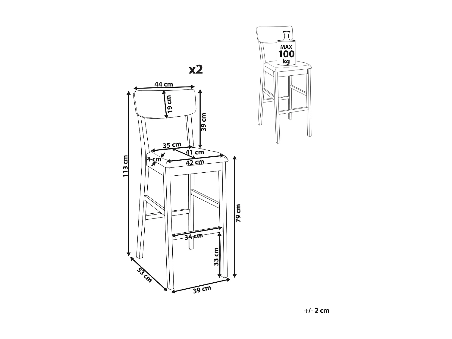 Set mit 2 Barstühlen AMBLER Dunkelbraun