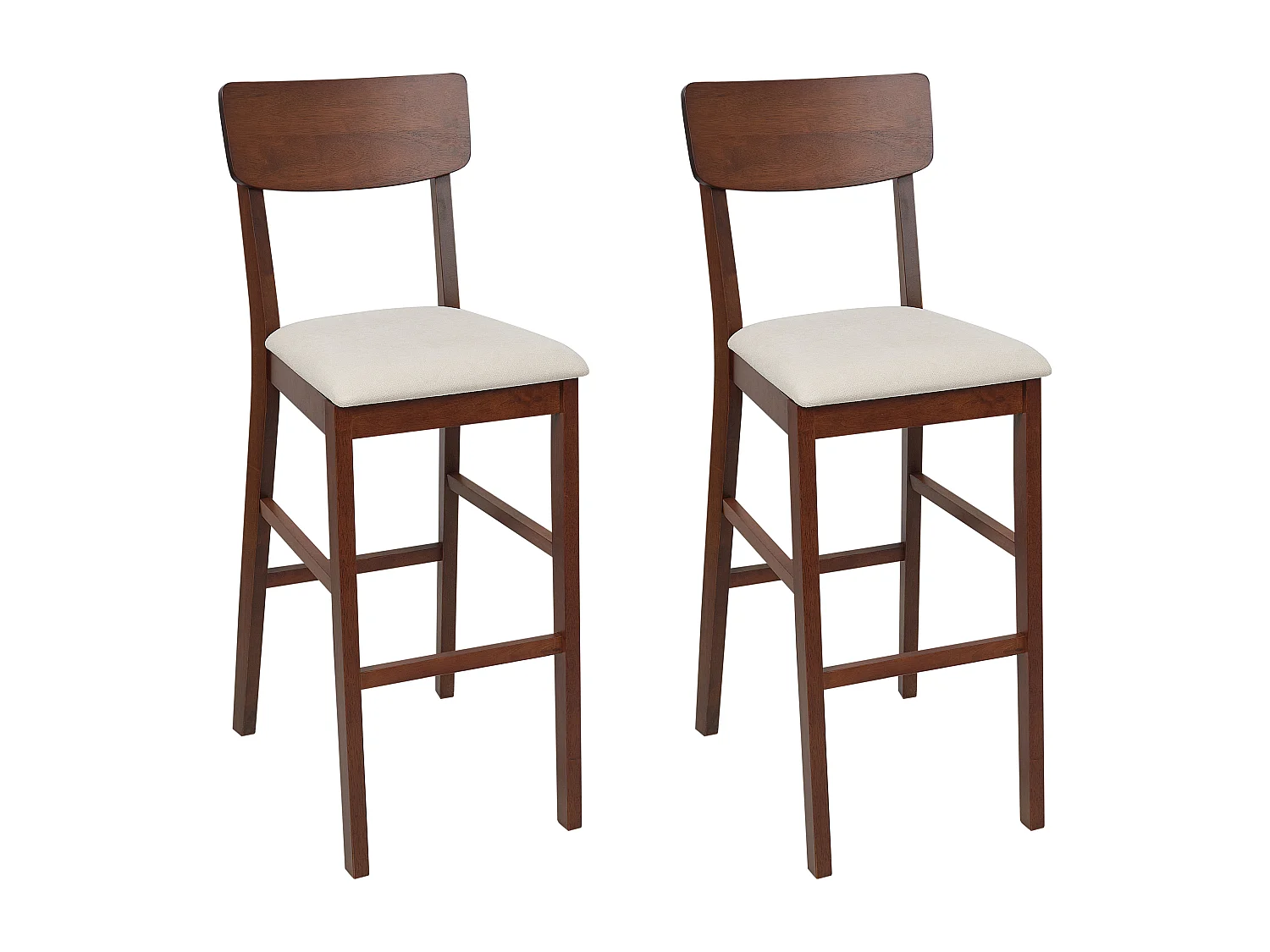 Lot de 2 chaises de bar AMBLER Marron foncé/beige