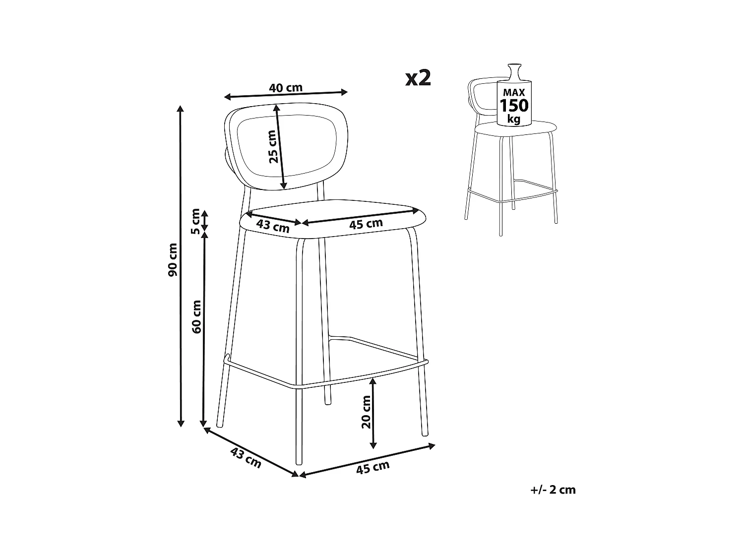 Set van 2 barstoelen MAYETTA Rotan Donkergroen