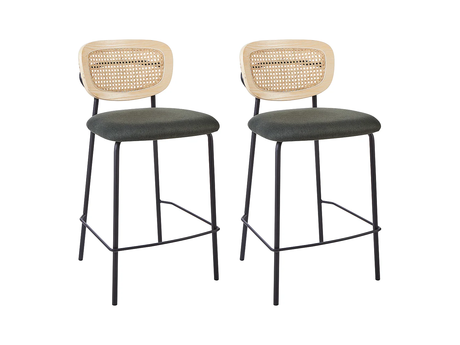 Set van 2 barstoelen MAYETTA Rotan Donkergroen